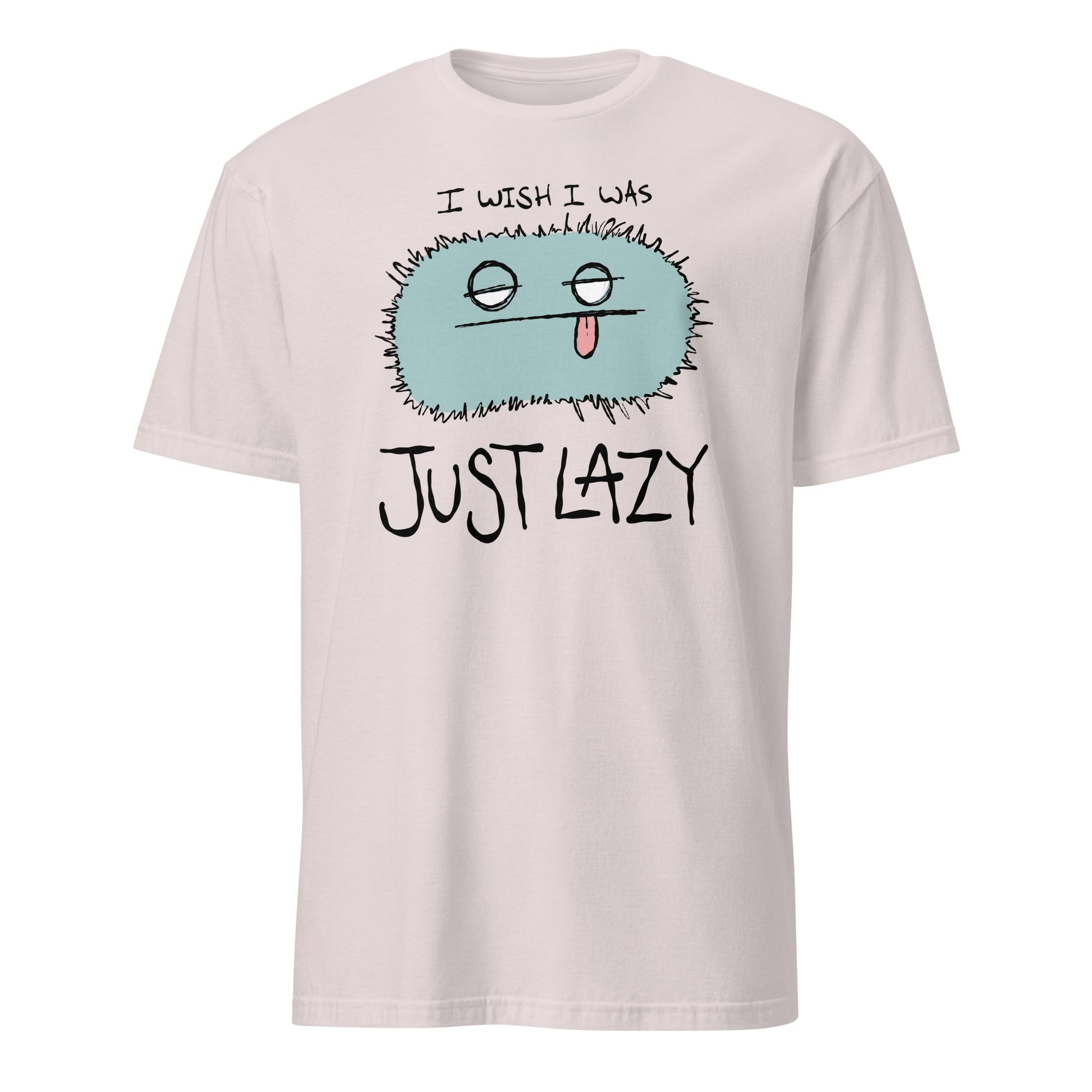 Light gray t-shirt with a cartoon character and text on a white background